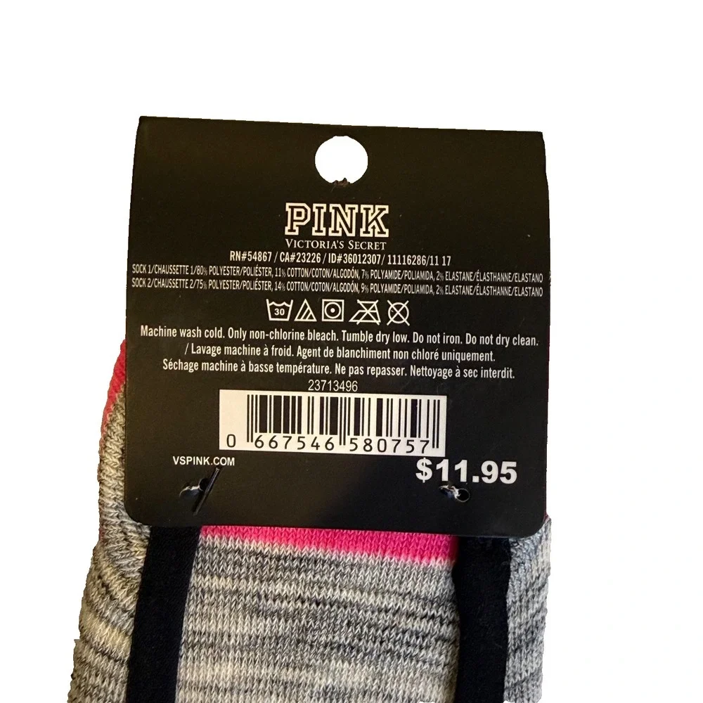 Victoria's Secret PINK no show socks; pink/grey - pack of 2 pairs